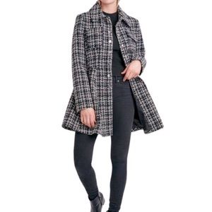 Women's Single-Breasted Skirted Tweed Coat